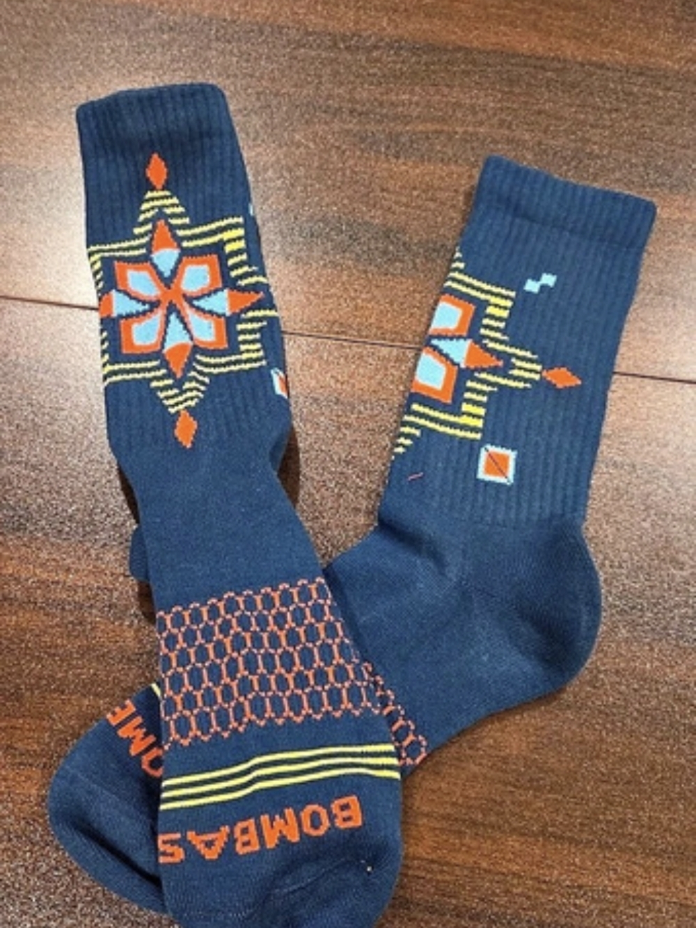 Bombas Geometric Casual Socks in Blue & Orange  New/No Tags